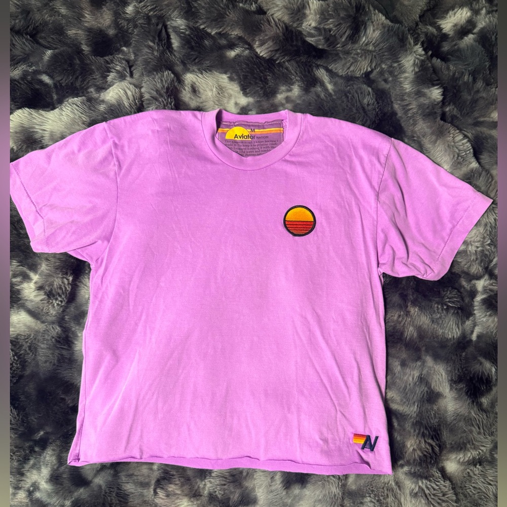 Aviator Nation Purple Tee with Sunset Patch